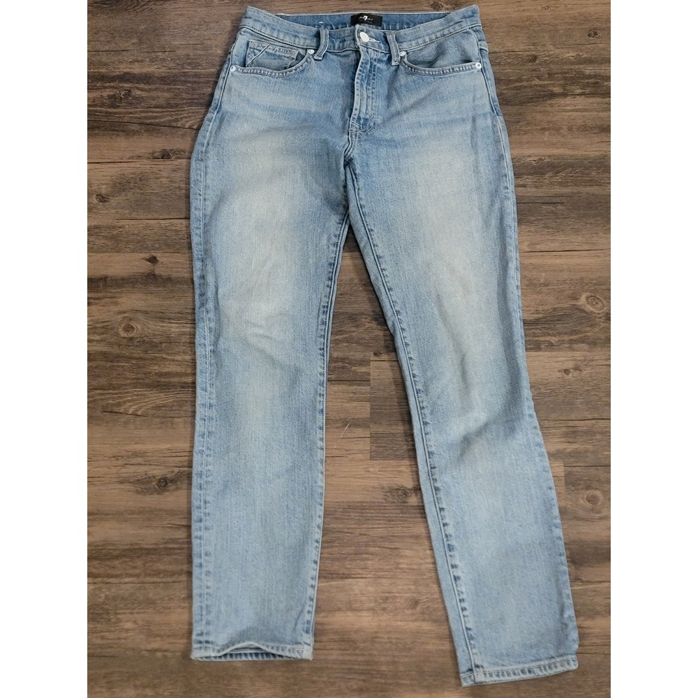 7 For All Mankind High Rise Straight Leg Light Wash Denim Jeans Womens 29